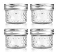 INCETUE Lot de 4 petits bocaux de conservation en verre de 120 ml avec couvercle, transparents, pour salade, oats, collations, yaourts, céréales, fruits, épices, sucre, café