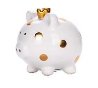 INCETUE Tirelire princesse en céramique blanche, petite tirelire pour fille, cadeau pour mariage, anniversaire, décoration de cochon porte-bonheur 13,5 x 11,5 x 15 cm