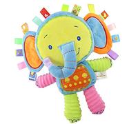 Inchant Peluche éléphant de Couverture de sécurité de Taggies, Jouet sensoriel de Peluche de bébé avec des Rubans et Le hochet, Cadeaux de bébé pour Le Nourrisson, Toddlers