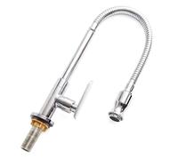 Inchant Robinet d'évier de cuisine d'extérieur - Rotatif à 360 ° à trou unique - Robinet de cuisine à eau froide - Robinet de cuisine à col flexible pour buanderie - Robinet de jardin extérieur -