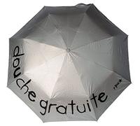 Incidence Paris 85590 Parapluie pliant Douche gratuite Gris argent et noir Avec housse de rangement coordonnée Polyester et aluminium D5 x 29 cm / D102 x 62 cm