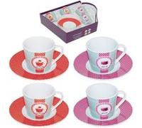 INCIDENCES Coffret 4 tasses à café Mini délices - En porcelaine - Dimensions tasse 6 x 5 cm - Diamètre soucoupe 12 cm MULTICOLORE G