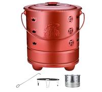 Incinérateur à Papier - Conteneurs à brûler Les déchets, Cage Portable en Acier Inoxydable avec Couvercle, Crochet for feu et Doublure, idéal for terrasse, Jardin, Balcon, Plage(Red,XXL)