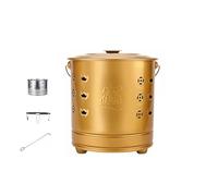 Incinérateur en acier inoxydable pour l'extérieur avec couvercle et poignée, panier à combustion pour brûler les vieux billets de banque, documents et papiers (doré, 42 cm)