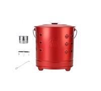 Incinérateur en acier inoxydable pour l'extérieur avec couvercle et poignée, panier à incinération pour brûler les vieux billets de banque, documents et papiers (rouge, 30 cm)