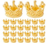 Incinkod Lot de 30 mini couronnes en alliage 3D pour travaux manuels, perles de couronne vintage, fournitures de charme pour la fabrication de bijoux, les travaux manuels (doré)