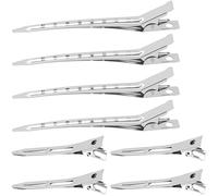 Incinkod Lot de 8 pinces à cheveux en forme de bec de canard, pinces crocodiles en métal antirouille pour cheveux, boucles (argent, 9,9 cm, 5,5 cm)