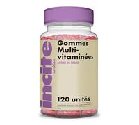 Incite Nutrition Gummies Multivitamines Adulte. 120 Gommes de Biotine à Mâcher au Goût Fraise. Gummies avec Vitamines A, B6, B12, C, D3, E, de l'Acide Folique et du Zinc. 2 Mois Pour Hommes et Femmes