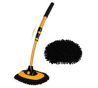 Inclinable 15° Brosse Lavage Voiture avec Manche Telescopique Rétractable 43" Alliage D’Aluminium Kit Balai Spéciale Nettoyage De Caravane Camion Outils De Chenille Microfibre Vadrouille Anti Rayure