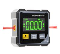 Inclinomètre Numérique 4×90° avec Laser Électronique, Rapporteur à 4 Côtés Magnétique Puissant, Niveau Electronique avec Affichage LED, Précision 0,1° IP54, Outil Rechargeable USB-C pour Menuiserie