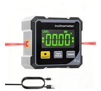 Inclinomètre Numérique Rapporteur 4 x 90° avec Base Magnétique 4 Faces et Laser, IP54 Étanche, Niveau Électronique, Détecteur d'Angle Numérique pour Menuiserie, Bâtiment, Métallerie (A)