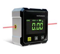Inclinomètre Numérique, Rapporteur d'Angle Numerique avec Laser & Écran LED & 4 Faces Magnétiques, Type-C & Étanche IP54, Mini Niveau Numérique pour Bricolage Construction Charpentier