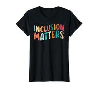 Inclusion Matters Speducator pour Enseignant l'Autisme T-Shirt Graphique avec Valeur, Femme, Noir, S