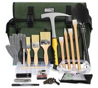 INCLY Kit de 26 marteaux géologiques améliorés, marteau de 958,2 g et burins à creuser, équipement minier d'or et de prospection, sac à dos, boussole, sifflet, brosses