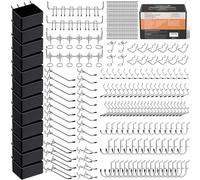 INCLY Lot de 278 crochets de rangement pour panneau perforé avec bacs pour organiser les outils, assortiment de crochets pour panneau perforé de 6,35 mm et 6,35 mm pour rangement suspendu, accessoires