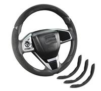 INCMAD Housse de volant de voiture en daim de qualité supérieure, segmentée antidérapante, adaptée pour voiture, VUS, camion, forme O/D, protection de volant de 36,8 à 40,6 cm, accessoires automobiles