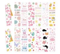 INCOK Lot de 24 feuilles de transfert UV DTF pour travaux manuels en acrylique avec nœud rose et cerise, autocollants double face pour loisirs créatifs