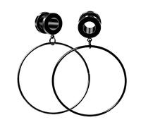 Inconnu 1 Paire Écarteur D Oreilles 10mm Plug Tunnel Écarteur en Acier Inoxydable 00G Grand Cerceau Suspendu Piercing Tunnels Ear Gauges Elargisseur Piercing Bijoux Ecarteur Piercing