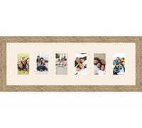 Inconnu Cadres Photos pêle mêle multivues Chantilly 6 Photo(s) 8x13 Passe Partout, Cadre Photo Mural 68x23 cm Naturel Beige, 3.5 cm de Largeur