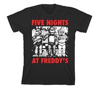 Inconnu Five Nights at Freddy's Red Letters Boy's Black T-Shirt: Small