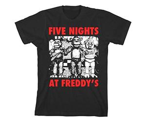 Inconnu Five Nights at Freddy's Red Letters Boy's Black T-Shirt: Small