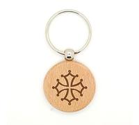 Inconnu Porte clé en Bois Gravure Laser Croix Occitane Coeur