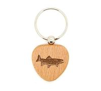 Inconnu Porte clé en Bois Gravure Laser Saumon Coeur