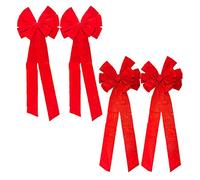 Inconnu Vacances de Noël Géant en Velours Rouge, Archet, Paillettes et Non-Glitter- 2, 4 et 8 Packs Disponibles Glitter & Non-Glitter