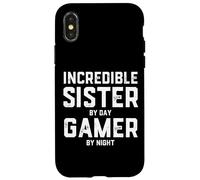 Incredible Sister by Day Gamer by Night Frère et sœur Gamer Girl Coque pour iPhone X/XS