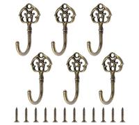 INCREWAY 6PCS Crochets Muraux Robustes, Crochets en Alliage de Zinc Antique, Crochets Muraux Vintage pour Accrocher Clés, Vêtements, Tasses, Décoration Hall d'Entrée, Chambre, Cuisine (Bronze)