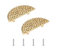 INCREWAY Lot de 2 poignées de tiroir de cuisine modernes en forme d'éventail en demi-lune martelée minimaliste, quincaillerie semi-circulaire pour meubles et armoire (or vif)