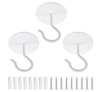 INCREWAY Lot de 3 crochets de plafond robustes à visser pour suspendre des plantes, lustres et décoration d'intérieur - Crochets de plafond robustes (blanc)
