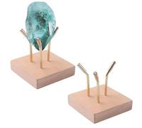 INCREWAY Présentoir en bois moyen pour 2 pièces à trois pinces pour collection de minéraux de roche, agate fossiles, cristaux de corail, pierres précieuses