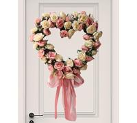 Incroyable couronne de Saint-Valentin - Guirlande romantique en forme de cœur, décoration de Saint-Valentin | Couronne florale rouge et rose, à suspendre à une porte, couronne pour la maison
