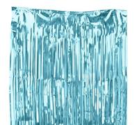 Incroyable rideau en soie effet pluie scintillante pour embellir votre décoration de mariage ou d'anniversaire (bleu clair)