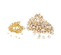 Incrustation de cristal en tissu Rivets rapides 12 mm Spots Goujons Cap pour décoration artisanale en cuir (argent) (Tube diamant bord or + diamant blanc)
