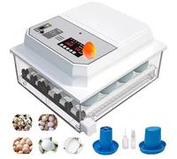 Incubateur à double alimentation, incubateur intelligent pour la maison, 64 incubateurs d'œufs à retournement entièrement automatiques, lumières LED pour œufs, contrôle automatique de la température