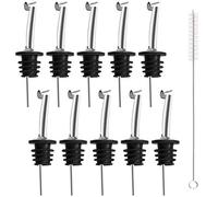 Incutex 10x Bouchon Verseur et 1x Brosse de Nettoyage, Becs Verseurs avec Clapet, Verseur Réutilisable pour Bouteilles de Vin, d'huile, de Liqueur, de Vinaigre
