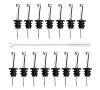 Incutex 15x Bouchon Verseur et 1x Brosse de Nettoyage, Becs Verseurs avec Clapet, Verseur Réutilisable pour Bouteilles de Vin, d'huile, de Liqueur, de Vinaigre