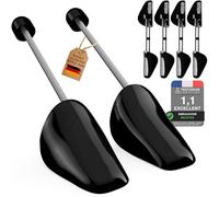 Incutex 4 paires embauchoirs de chaussures tailles variables EU 38-44, embauchoir en plastique, extenseurs de chaussures pour hommes femmes, adaptés aux baskets, chaussures plates, mocassins, noir