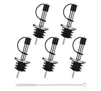Incutex 5x becs verseurs pour bouteilles et 1x brosse de nettoyage, bec verseur avec fermeture en capuchon en caoutchouc, bouchon d'huile, bec verseur pour spiritueux, vin, liqueur, vinaigre