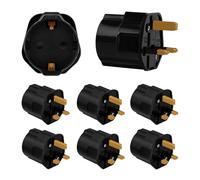 Incutex 6X Adaptateur Voyage EU vers UK - Prise Schuko 2 Broches vers Prise UK 3 Broches BS 1363, Convertisseur Compact pour Royaume-Uni, Irlande, Dubaï, Singapour, Hong Kong, Noir