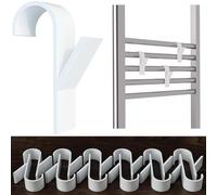 Incutex Crochets de Radiateur Lot de 12 - Crochets de Salle de Bain en Plastique Blanc pour Radiateur, Chauffage et Porte-Serviettes - Patères Amovibles pour Serviettes et Peignoirs
