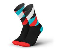 INCYLENCE - Chaussettes de course pour femmes et hommes avec compression légère - 1 paire, taille 35-38, couleur Boucles noires et cyan Inferno