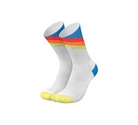 INCYLENCE RUNNING Paire de chaussettes de course longues avec compression ciblée pour homme et femme, Bleu/rouge/jaune, 43-46