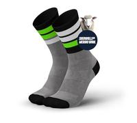 INCYLENCE MERINO Paire de chaussettes de course et de randonnée pour homme et femme, Strive Light Grey Neon Green, 35-38