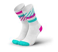 INCYLENCE RUNNING Paire de chaussettes de course longues avec compression ciblée pour homme et femme, Blanc, rose, bleu, 43-46