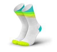 INCYLENCE RUNNING Paire de chaussettes de course longues avec compression ciblée pour homme et femme, Bleu, vert, jaune., 35-38