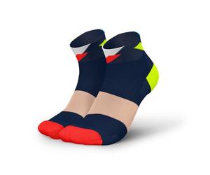 INCYLENCE ULTRALIGHT Paire de chaussettes de course courtes pour homme et femme avec compression légère, Strikes Inferno Short Bleu marine, 43-46
