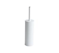 INDA - Accessoires de Salle de Bain, Série My Love, Porte Brosse WC Mur ou Sol en Laiton, Blanc Mat, avec Brosse de Rechange, Dimensions 9 x 9 x 40 cm
